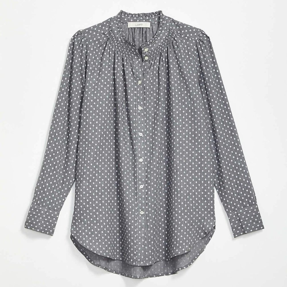LOFT | Dotted Ruffle Collar Shirt - Picture 4 of 4